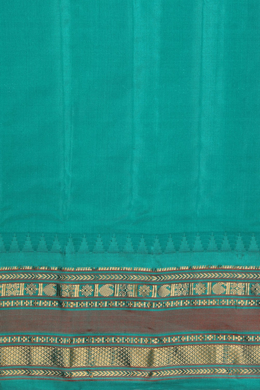 Image of Gadwal Silk Red Kattam Saree